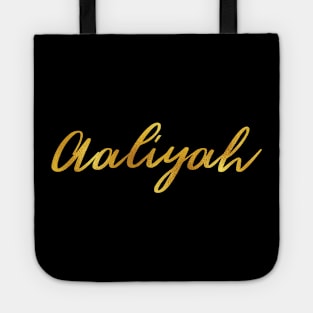 Aaliyah Name Hand Lettering in Gold Letters Tote