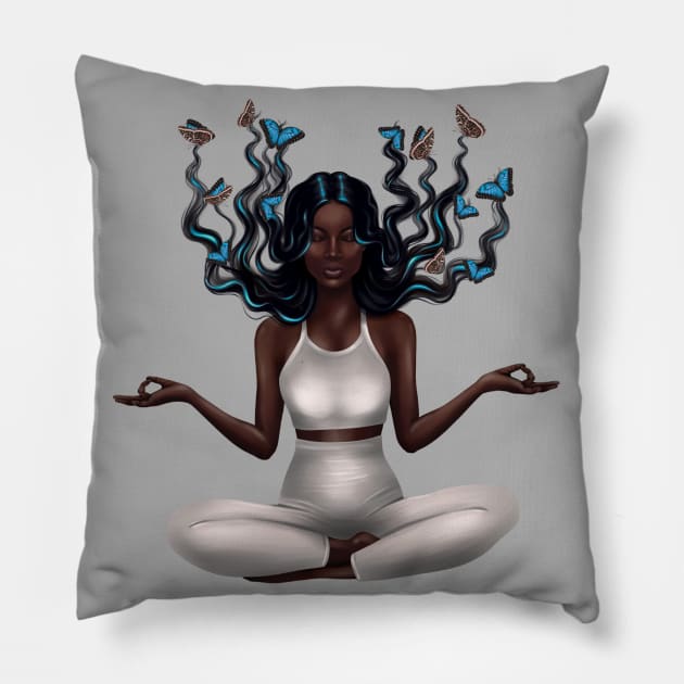 The girl meditating Pillow by TheDesigNook