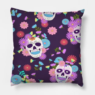 Floral Sugar Skulls Pillow