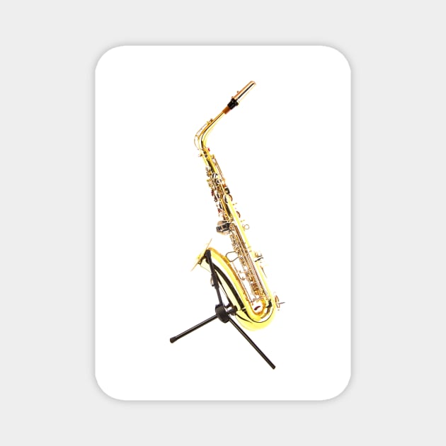 Saxophone On Stand White Background Magnet by tommysphotos