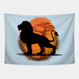 Lion Silhouette - Savannah Tapestry