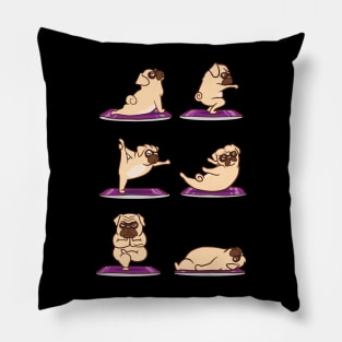 Funny Pug doing Yoga Exercises Asanas Pillow