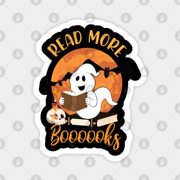 Read More Books Halloween Cute Ghost Boo Librarian Teacher, read more boooooks Magnet by chidadesign