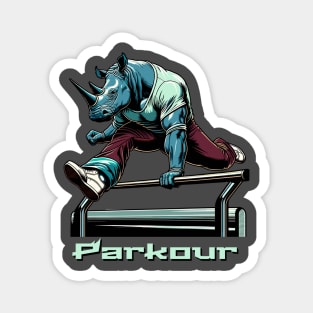 Dynamic Rhino Parkour Digital Art - Wildlife Parkour Magnet