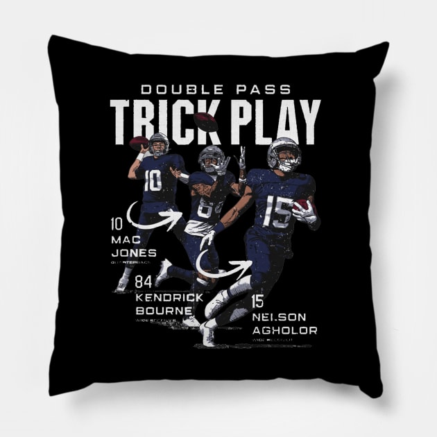 Mac Jones Kendrick Bourne & Nelson Agholor New England Trick Pass Pillow by MASTER_SHAOLIN