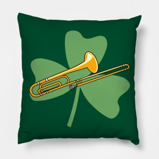 Shamrock Trombone St. Patrick's Day Musical Instrument Pillow