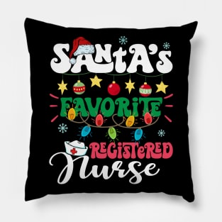 Santa's Favorite Registered Nurse Santa Hat Xmas Lights Christmas Pillow