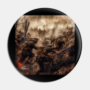 Brave Soldier in War  Powerful Military Artwork Pin