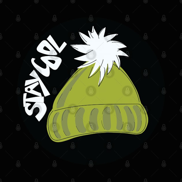 Whimsical cartoon toque with Stay Cool illustrated text by Angel Dawn Design