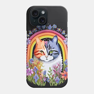 Colorful Cat Floral Rainbow Phone Case