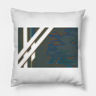 Bamboo grove Glowing at Night in Neon blue Pillow