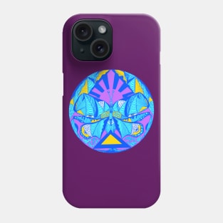 Neon Blue Sunrise Abstract Butterfly Phone Case