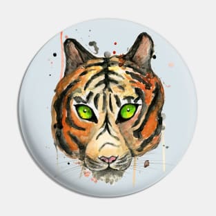 Tiger wild watercolor Pin