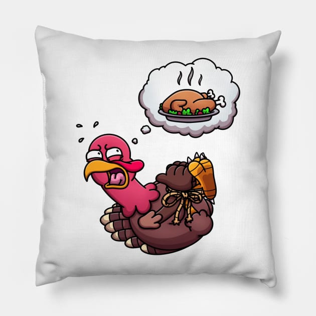 Caught Thanksgiving Turkey Pillow by TheMaskedTooner