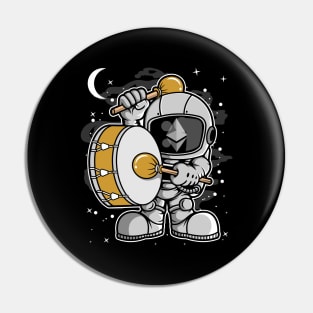 Astronaut Drummer Ethereum ETH Coin To The Moon Crypto Token Cryptocurrency Blockchain Wallet Birthday Gift For Men Women Kids Pin