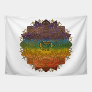 Rainbow Mandala with Lotus Flower 2 Tapestry