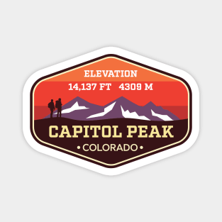 Capitol Peak Colorado - 14ers Mountain Climbing Badge Magnet