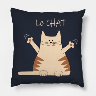 The cat says: comment CHAT va? Pillow