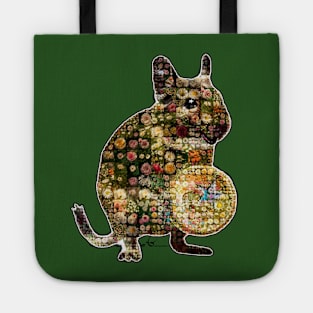 Degu Desert Mouse Rat with Flowers Mosaic Design Tote