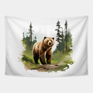 Brown Bear Forest Tapestry