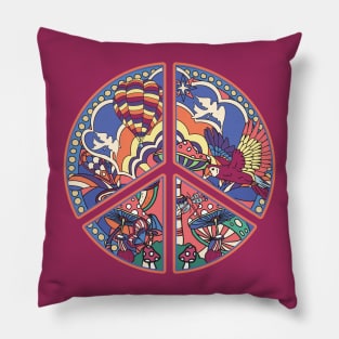 Trippy Hippy Psychedelic Peace Sign Pillow