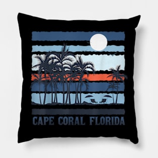 Cape Coral Florida Summer Travel 80S Beach Pillow