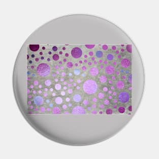 Abstract Blue and Violet Gold Polka Dots over Metallic Surface Pin