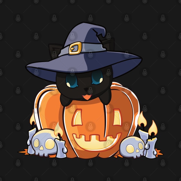Black cat in a pumpkin by Myanko