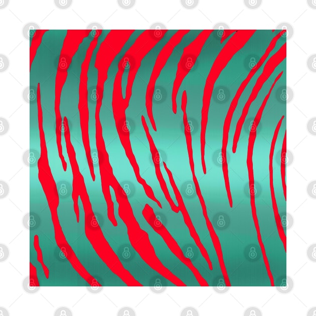 Metallic Tiger Stripes Green Red by BlakCircleGirl