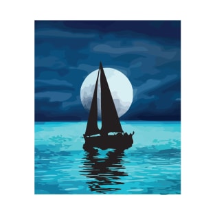 Sail Boat Sunset Over The Sea T-Shirt