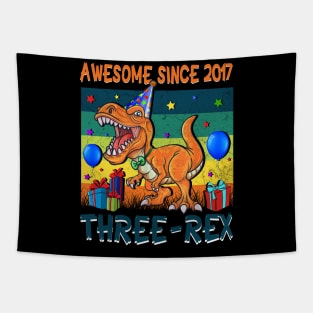 Kids Three Rex 3rd Birthday Gifts 3 Years Old Tapestry