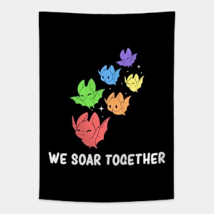 Gay Pride Flag Rainbow Cute Bat Lgbt Month Tapestry