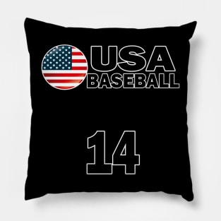 USA Baseball Number 14 T-shirt Design Pillow