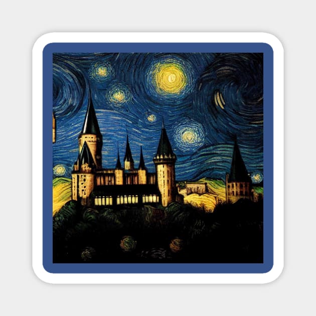 Starry Night Wizarding School Van Gogh Magnet by Grassroots Green