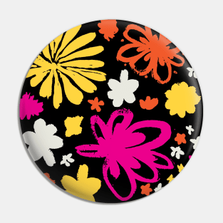 Cute Flowers - retro fun floral illustration Pin