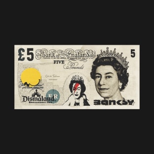 Queen Elizabeth Bowie Tribute on a Fiver T-Shirt