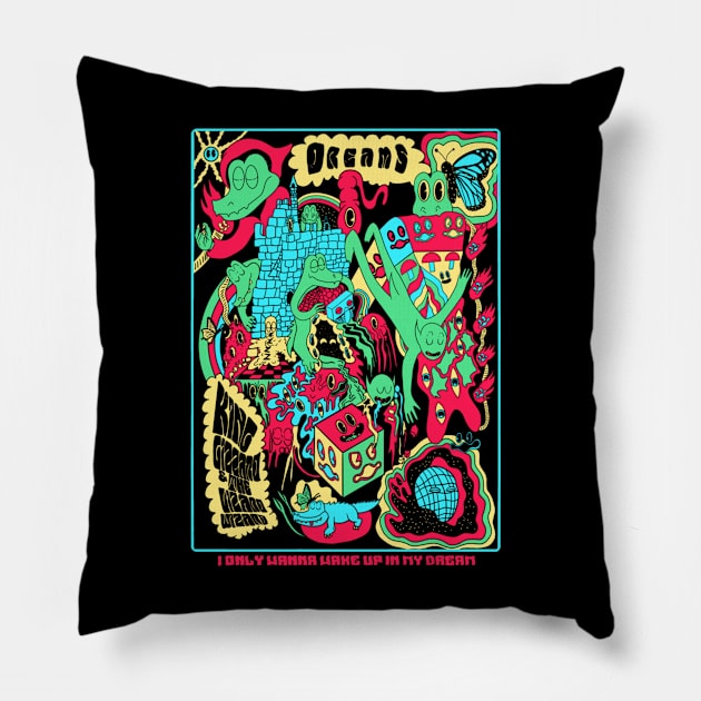 Flying Microtonal Banana Aficionado - King Gizzard and The Lizard Wizard Pillow by Insect Exoskeleton