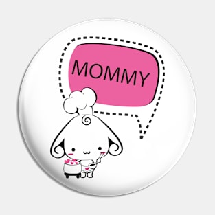 Loving Mommy Dog Cartoon with Heart Pin