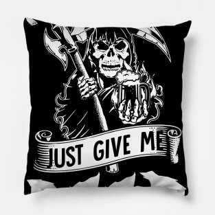 Forget Candy Just Give Me Beer Skull Halloween Pillow