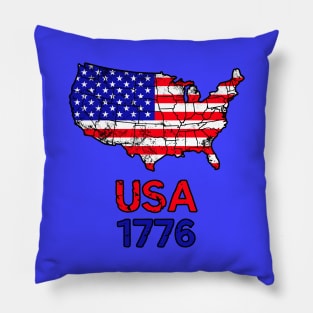 American flag USA Map 1776 Pillow