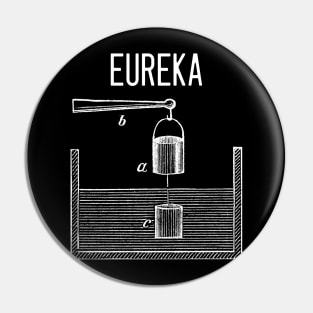 Archimedes principle: Eureka - (white on black) Pin