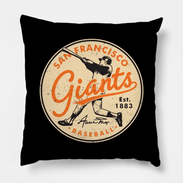 Retro Giants Willie Mays by Buck Tee Pillow by Buck Tee