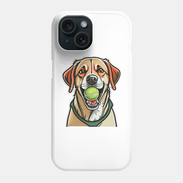 Labrador dog biting tennis ball in his mouth Phone Case by mooonthemoon