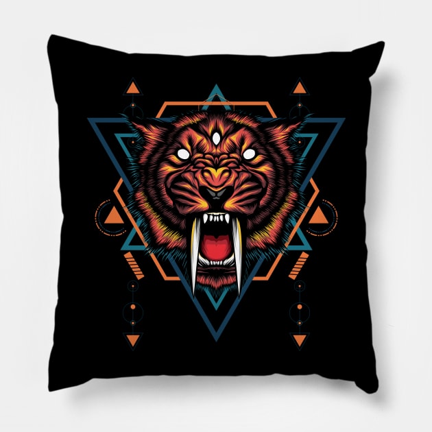 The Mythical saber tooth Pillow by secondsyndicate