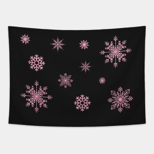 Light Pink Faux Glitter Snowflakes Tapestry