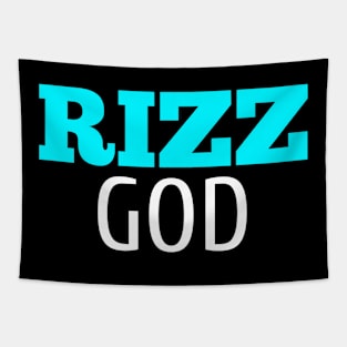 Rizz God Winter Light Blue Tapestry