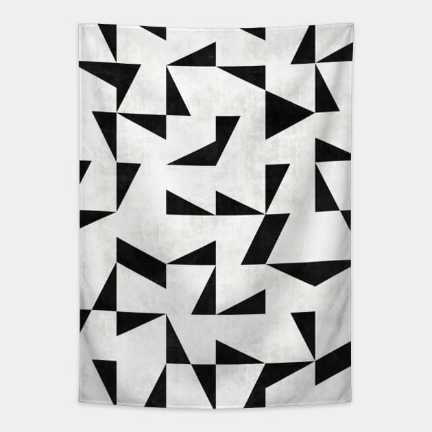 Mid-Century Modern Pattern No.11 - Black and White Concrete Tapestry by ZoltanRatko