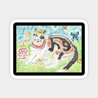 Cute Calico cat in a hat Magnet