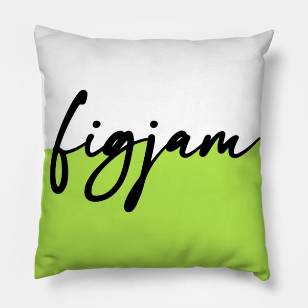 "FIGJAM" in black cursive on white and lime green - Aussie slang FTW Pillow by PlanetSnark