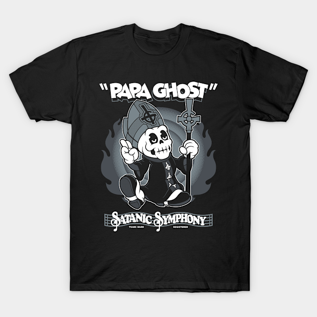 Papa Ghost - Vintage Cartoon Satanic Symphony - Creepy Cute Goth - Ghost - T-Shirt